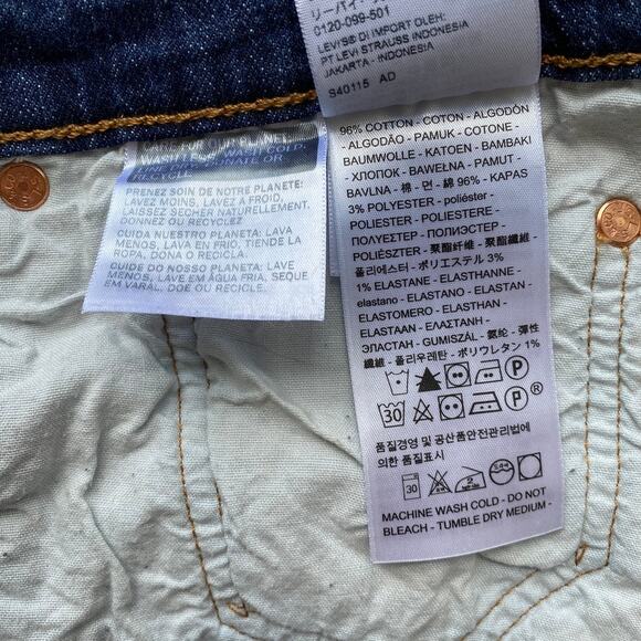 Levi's Premium 501 Skinny Jeans High Waist Dark Indigo Blue Denim W30 L28 - Picture 12 of 13